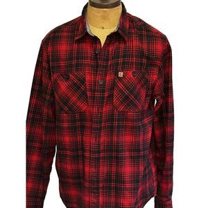 Vintage Coleman Men's Blackwatch Windowpane Flannel Long Sleeve Large‎ red/black